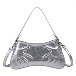 Evening Bags Silver Underarm Staff Shaped Bag Handbags For Women Designer Luxury 2023 Trend Shoulder Pu Leather Hobos Crossbody