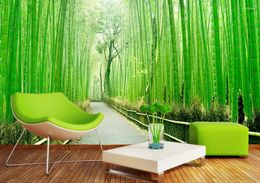 Wallpapers Custom Po Wallpaper Large 3D Stereo Romantic Bamboo Room Landscape Mural