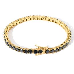 High Quality Yellow White Gold Plated 4MM 7 8inch Black CZ Tennis Bracelets Chains Links for Men Women Nice Gift286i
