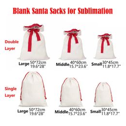 2023二重層昇華空白サンタサックDIYパーソナライズされたドローストリングバッグクリスマスギフトバッグ