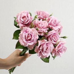 Decorative Flowers Real Touch Rose Branch Fresh-like Fake Flores Artificiales For Home Party Wedding Decoration Gifts Women