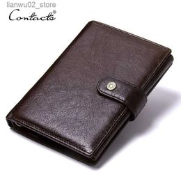 Money Clips CONTACT'S Top Quality Genuine Cow Leather Wallet Men Hasp Design Short Purse With Passport Photo Holder For Male Clutch Wallets Q230921