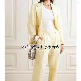 Women's Two Piece Pants Linen Formal Suits For Women Colourful 2 Coats In Promotion Summer Blazer Jacket Female Suit Womens Set