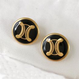 2023 Top quality round shape stud earring with black Colour design have stamp PS7231B326I