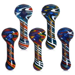 4 Inches Glass Hand Pipes With A 5-hole Glass Filter Screen Durable Borosilicate Glass Tobacco Burner Colorful Handheld Smoking Tube