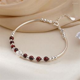 Link Bracelets Crystal Round Bead Charm Bangle For Women Girls Valentines Gift Wedding Jewellery Pulseira Sl453