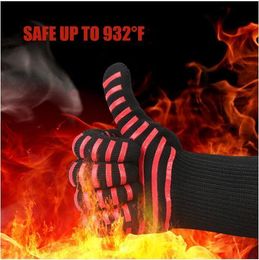 BBQ Tools Accessories High temperature 500 800 degrees flame retardant nonslip fireproof grill insulation Microwave oven gloves 230920