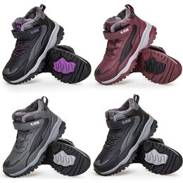 Зимняя непромокаемая хлопчатобумажная обувь, черные, фиолетовые, темно-красные, серые, нескользящие зимние ботинки для занятий спортом на открытом воздухе, цвет 4