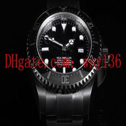 Luxury SEA DWELLER 44mm 116660 Black PVD Mechanical Automatic Movement Watch Ceramic Mens Wrist Watches296W