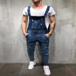 Men Ripped Denim Jumpsuit Overalls Jean Casual Suspenders Pants Men Fashion Hip Hop Jumpsuit Jean Bib Pant Streetwear249R