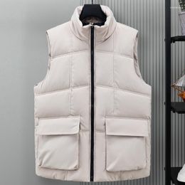 Men's Vests Plus Size M-5XL Winter Jackets Hooded 2023 Fashion Stand Collar Thick Warm Vest Male Korean Style Sleeveless Parka