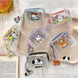 Wallets Clear Cartoon Coin Purse Pouch With Keyring Cute Wallet Portable Waterproof Mini Storage Bag Lipstick Key Earphone Organizer