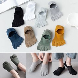 Men's Socks Toe Men Five Finger Breathable Cotton Sports Running Solid Colour Black White Grey Blue Invisible Ankle Slipper