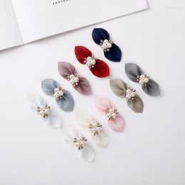 Decorative Flowers 40pcs Chiffon Flower Bows With Metal Accessories For Hair Clips Women Baby Boutique HeadBows Girls'