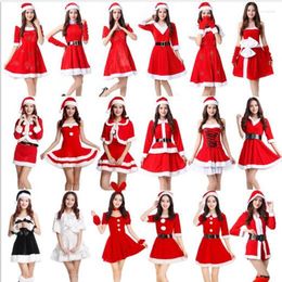 Theme Costume Ladies Christmas Sexy Dresses Girls Fashion Red Tops Hats Costumes Halloween Cosplay Set Party