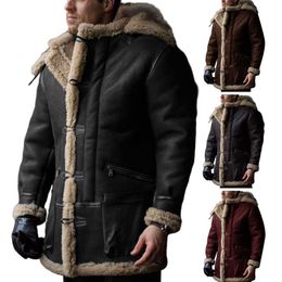 Mens Fur Faux Men Autumn Winter Thicken Warm slim fit Hooded Jackets Outwear Hip Hop Coat Male Teen Casual Jacket Colorful S5XL 230921