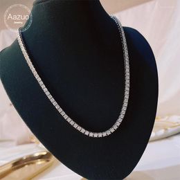 Chains Aazuo Fine Jewerly 18K Gold Real Diamonds 8.85ct F VS Luxury Classic Tennis Necklace Gife For Woman Senior Party Charm Jewelry