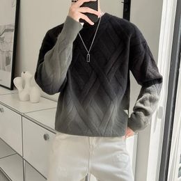 Men's Sweaters Korean Fashion Men Autumn Solid Colour Slim Fit Street Wear Mens Knitted Sweater Pullovers Knitwear A44