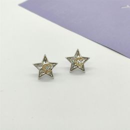 2023 Luxury quality charm stud earring with diamond star shape in silver plated have box stamp PS7990A2381