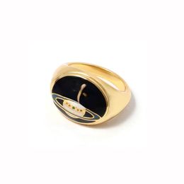 Wholesale Universe Enamel Enamel Glaze Ring Female Light Luxury High Sense Little Finger Rings Men and Women All-Matching