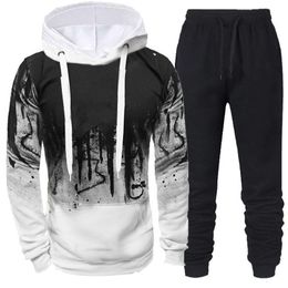 Men's Tracksuits Spring Autumn Men's 2Pcs Suit Sweatshirt Splash HoodiesTracksuit Pants Casual Fitness Male Sportwear S-4Xl Men Clothing 230920