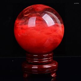 Decorative Figurines 60mm Natural Red Crystal Ball Healing Reiki Feng Shui Stone Sphere