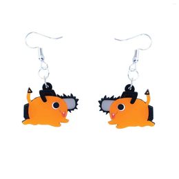 Dangle Earrings Cute Anime For Women Girl Jewelry Accessory Chainsaw Devil Cosplay Orange