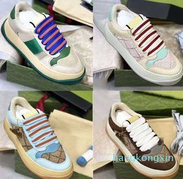 Designer Screener Canvas Sneaker women platform Leather Vintage Trainers Mens Sports Shoes Blue Red Web Stripe Lace Up With Box