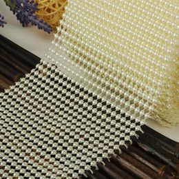 10yard 24row Half Round Pearl Beads Bendable Mesh Wrap Roll Chain Trim For Sewing Apperal Bag Shoes Cap Decoration308w