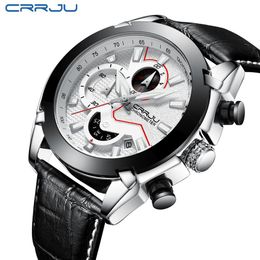 CRRJU Men's Watch Luminous Quartz Watch Male Original Brand Fashion business Waterproof Wristwatch Military Gift Clock mascul227l