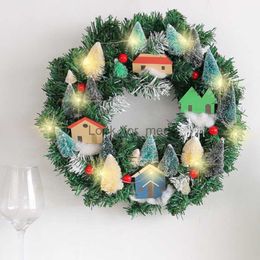 Christmas Decorations Christmas Tree Wreath Fee LED Illuminated Small House Decoration Simulation Christmas Wreath Display Window And Door Decoration HKD230921