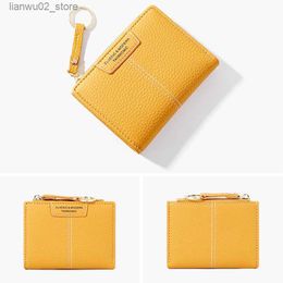 Money Clips Women's Short Solid Colour Wallet Multi Card Key Chain Student Zero Wallet High Quality Material PU Fashionable and Colourful Q230921