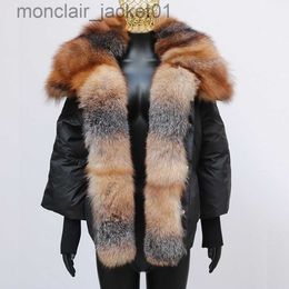 Women's Fur Faux Fur 2022 New Natural Real Golden Island Fox Fur White Goose Down Jacket Winter Women Warm Loose Coat Thick Luxury J230921