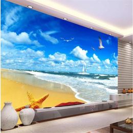 Wallpapers 3d Window Mural Wallpaper Seaside Landscape Decoration Painting TV Background Wall
