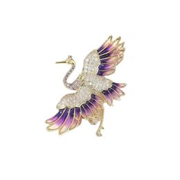 Vintage Crane Alloy Brooches Pins Sweater Accessories Rhinestone Phoenix Tail Pin Spatula Clothing Accessory Fashion Jewelry Women Brooch Chinese Style