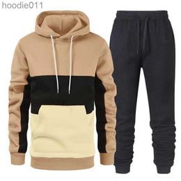 Men's Tracksuits Mens Tracksuit Sportswear Suits Two Piece Set Sweatpants Autumn Male Hoodies Sweatsuit Sports Suits Husband Winter Jogging Suit L230