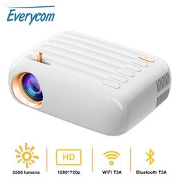Projectors Everycom T3 Support 1080P Beam Projector Screen 5500 Lumens LED Mini Portable Projectors for Home Movie Theater Kid Gift L230923