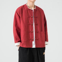 Giacche da uomo giacca da uomo vintage in stile cinese cappotto autunno collare streetwear esterno abiti harajuku