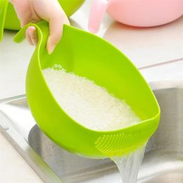 Dishes & Plates Rice Drain Basket Plastic Fruit Vegetable Cleaning Philtre Strainer Sieve Drainer Gadget Kitchen Accessories326N