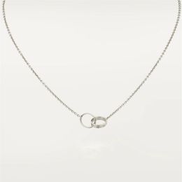 Pendant Necklaces Classic Design Double Loop Charms Love Necklace For Women Girls 316L Titanium Steel Wedding Jewelry Collares Col211a