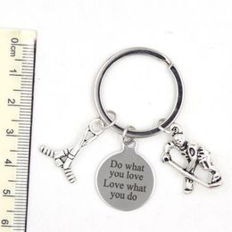 New Arrival Stainless Steel Key Chain Key Ring Sport Ice Hockey Key Chain Keyring Hockey Lover Gifts for Men Women Jewelry192e