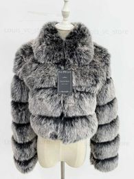 Women's Fur Faux Fur ZADORIN Top Fashion Cropped Fur Top FAUX Fur Coat Women Turn Down Fur Collar Winter Fur Coats Women Fluffy Fur Jacket T230921