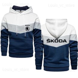 Men's Hoodies Sweatshirts Hoodie mens Skoda car print Casual Sports Outdoor men's clothes Patchwork Contrast Color High Quality Men's Hoodie T230921