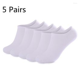 Men's Socks 5 Pairs White Black Large Cotton Spring/Summer Sports Boat