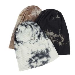 Beanie/Skull Caps Fashion Tie Dye Cotton Ribbed Beanies Hats And Caps For Women Men Autumn Winter Knit slouch Hats Ladies Plain Skullies Gorras Y201024 x0922