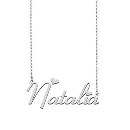 Pendant Necklaces Natalia Name Necklace Personalised Stainless Steel Women Choker 18k Gold Plated Alphabet Letter Jewellery Friends 217y