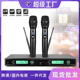 Microphones Factory Direct Sales FM U Band Wireless Microphone One For Two Professional Stage Karaoke