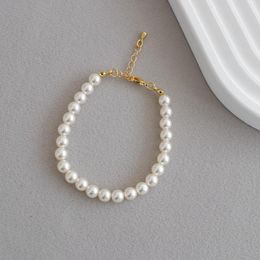 Beaded Strand Han Edition Wind Pearl Bracelet Fever with Gold Plated Niche Design Mm Delicate Contracted Female
