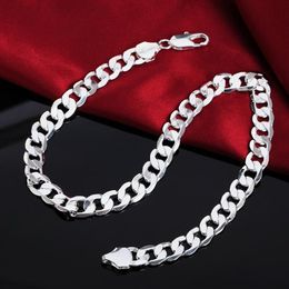 12mm 18-30 inch Length Mens Silver Colour Necklace Curb Cuban Link Chain Punk Fashion Jewellery Gift2625