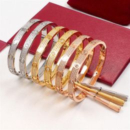 Luxury Bangle Silver Nail Bracelets Cuff Bracelet Gold Bangle Womens Mens Diamond Gemstone Screwdriver Screw Top Quality Stainless221o
